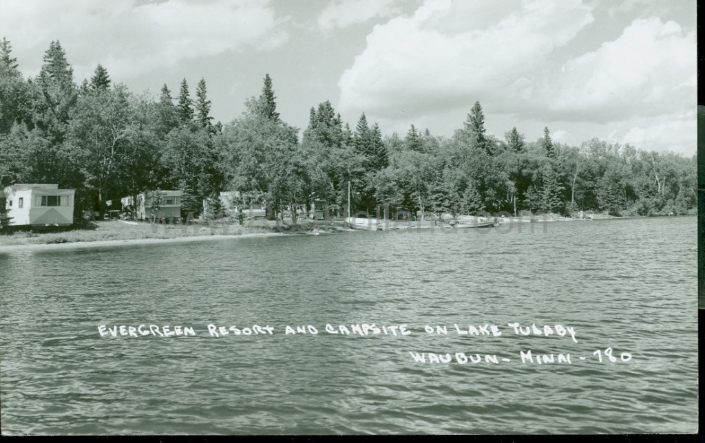 Waubun, MN, Tulaby Lake, Evergreen Resort 2, ca 1950s Ren Holland's