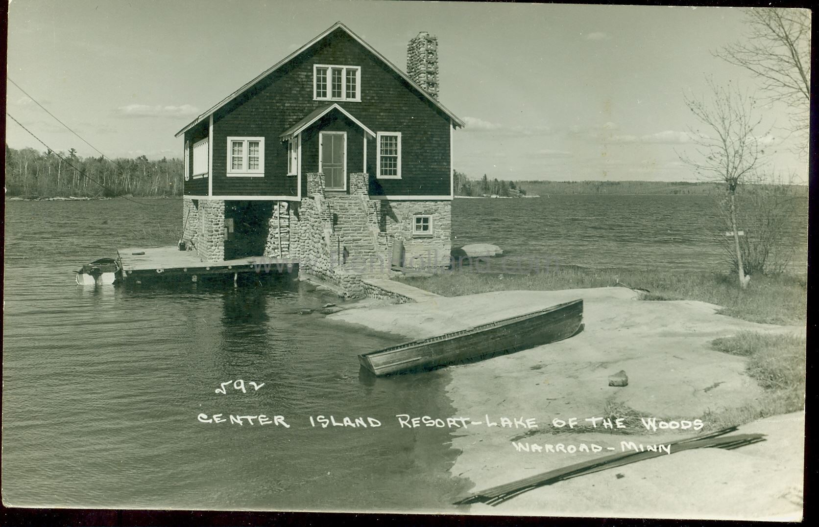 Warroad, MN, Lake of the Woods, Center Island Resort, ca 1940 Ren