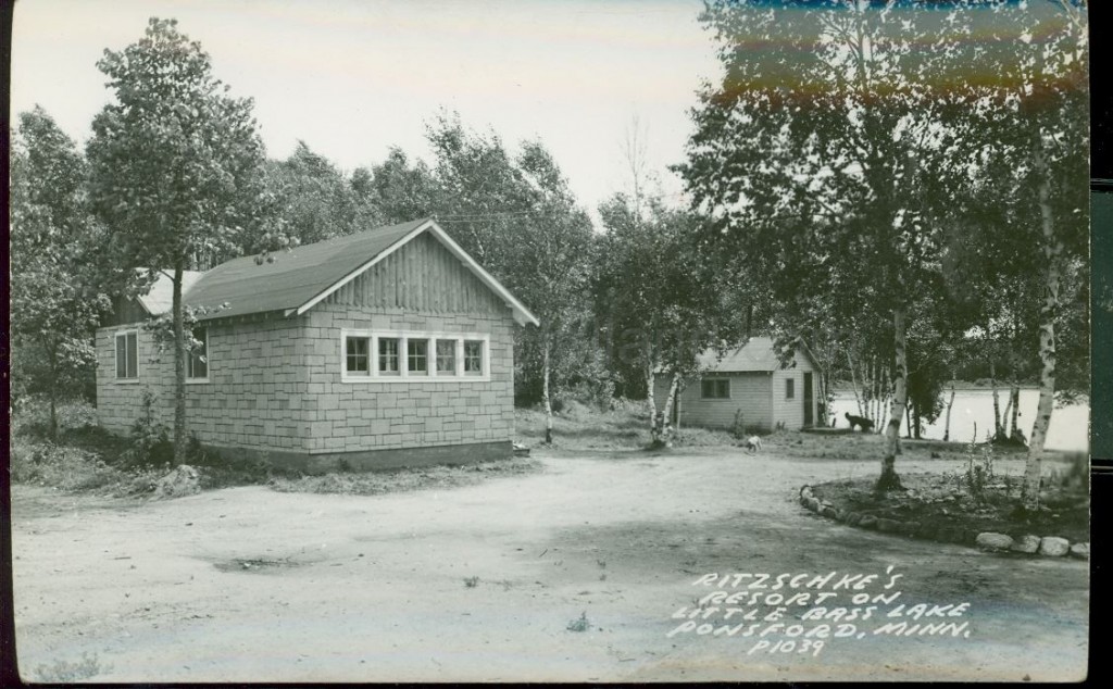 Ponsford, MN, Little Bass Lake, Ritzschke’s Resort 2, ca 1940s Ren