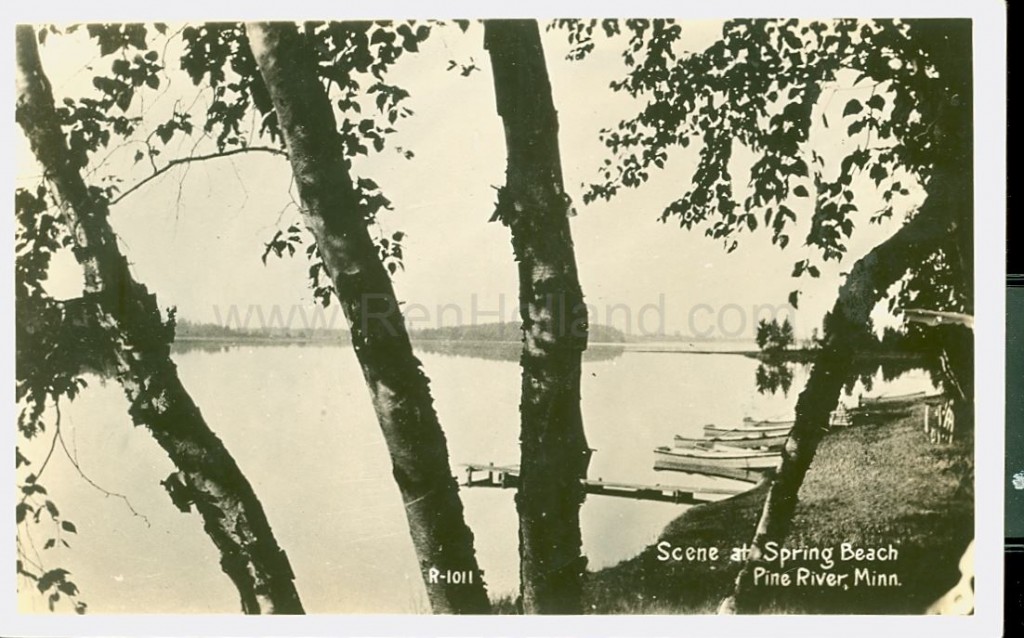 Pine River, MN, Lake Ada, Spring Beach Resort 2, ca 1940s Ren