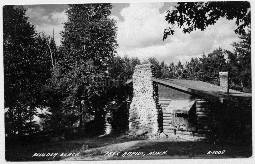 Park Rapids, MN, Potato Lake, Boulder Beach Resort 2, ca 1930s Ren